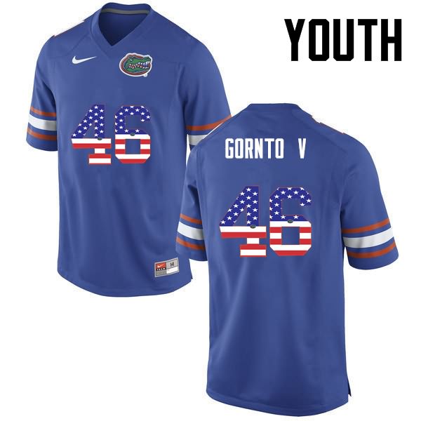 NCAA Florida Gators Harry Gornto V Youth #46 USA Flag Fashion Nike Blue Stitched Authentic College Football Jersey UQT3764BP